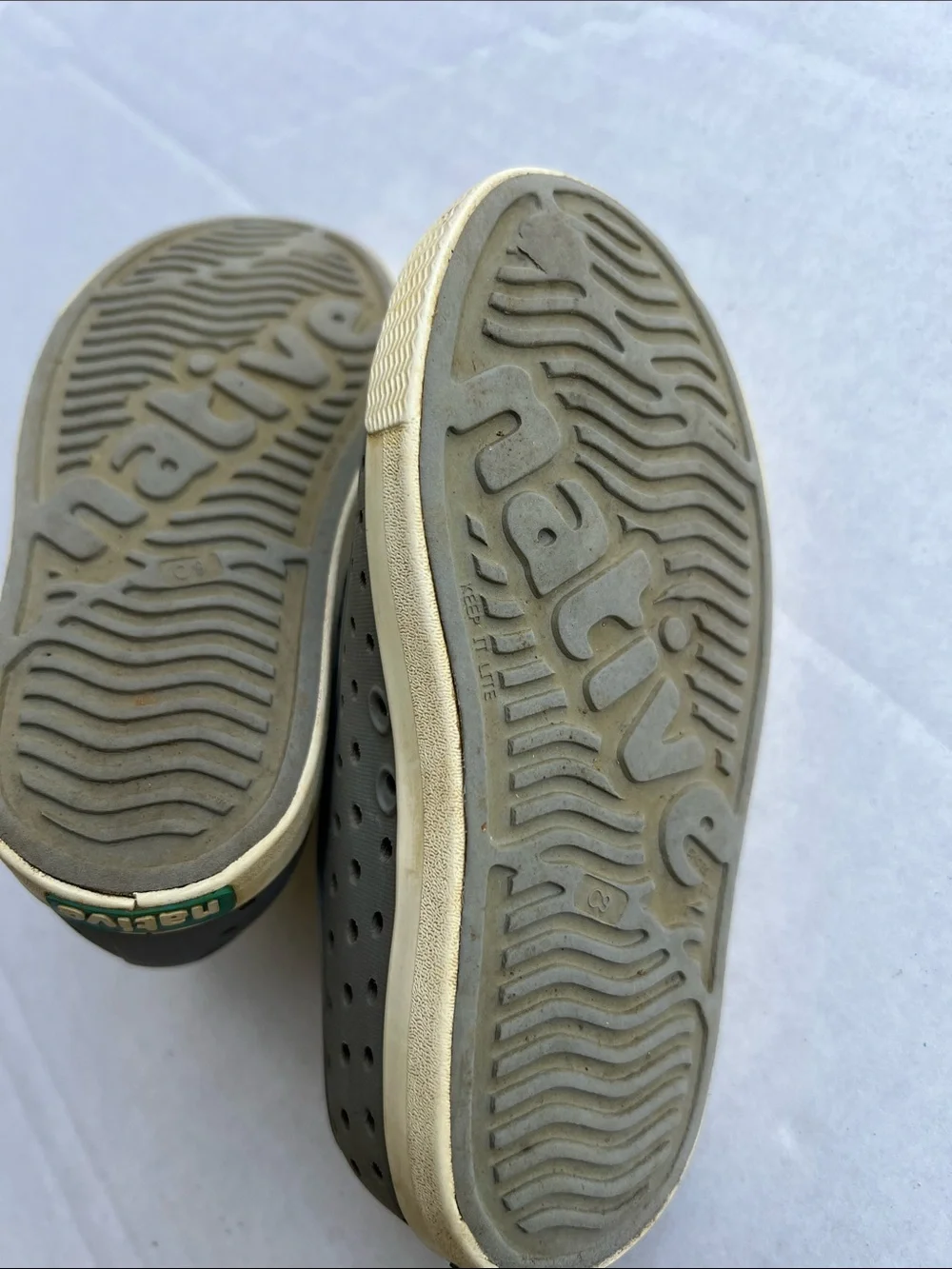 Native Kids Water Shoes Slip-On in Gray with White Trim
